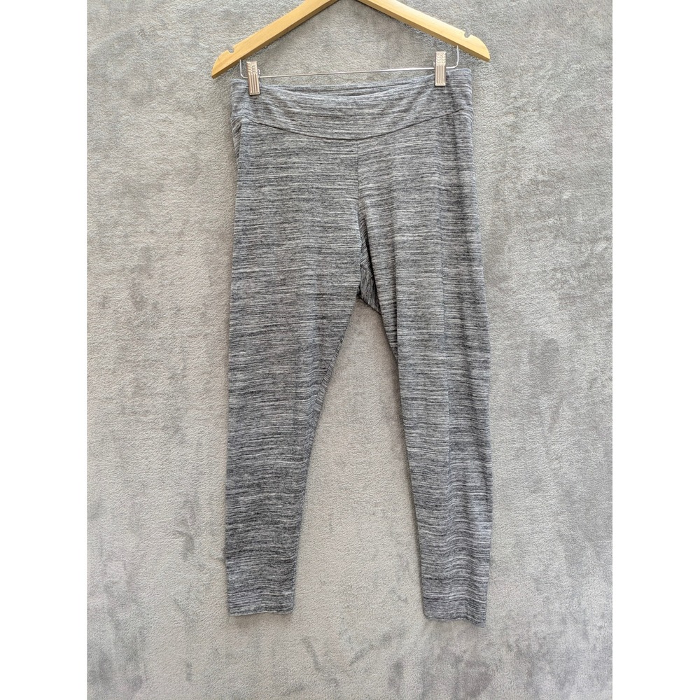 Athleisure Space Dye Leggings Womens Large Gray Marled High Waist Stretch Pant